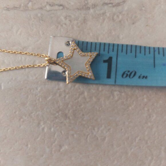 ARGENTO VIVO Gold Star Pendant 18K Sterling Necklace 16-18'' Length New on Card - Picture 6 of 10